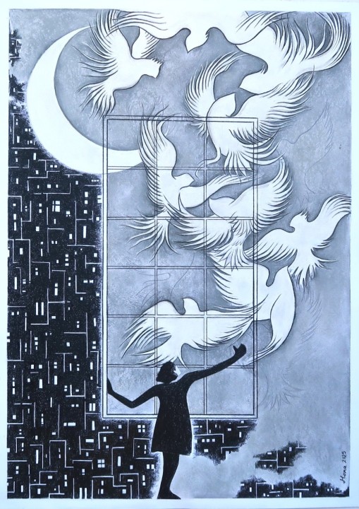 Pastel, Color Pencil 50 × 70 cm