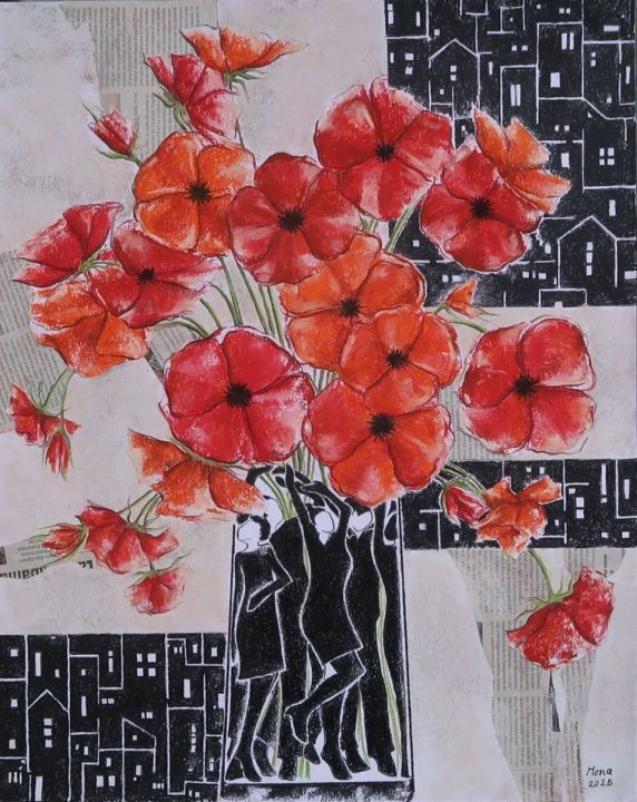 Pastel, Color Pencil & Collage 40 × 50 cm
